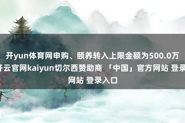 开yun体育网申购、颐养转入上限金额为500.0万元-开云官网kaiyun切尔西赞助商 「中国」官方网站 登录入口